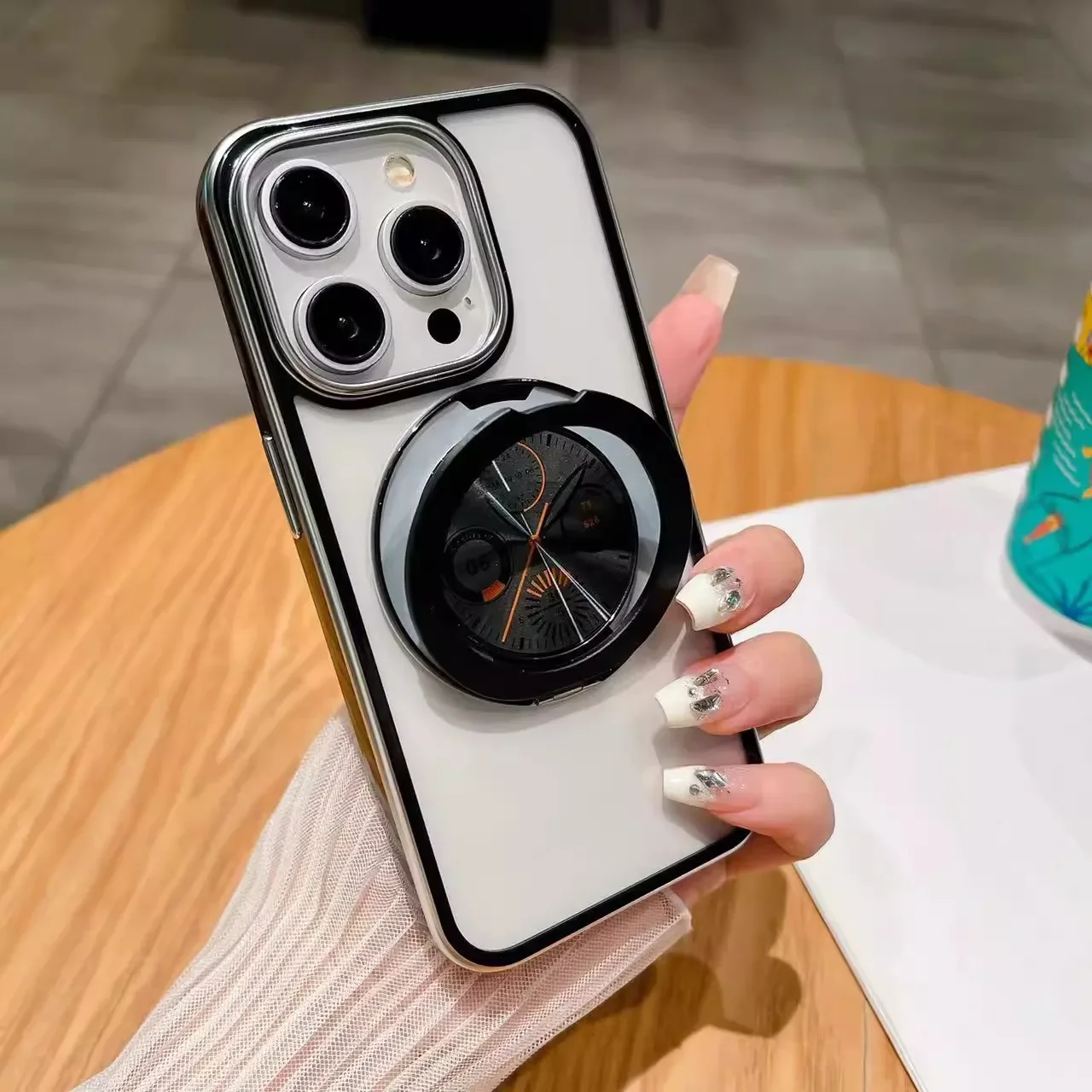 Titanium Gray Dial Plate For iPhone 15 14 13 12 Pro Max Rotating Holder Phone Case Magnetic Charging Clear Hard Cover
Titanium Gray Dial Plate For iPhone 15 14 13 12 Pro Max Rotating Holder Phone Case Magnetic Charging Clear Hard Cover