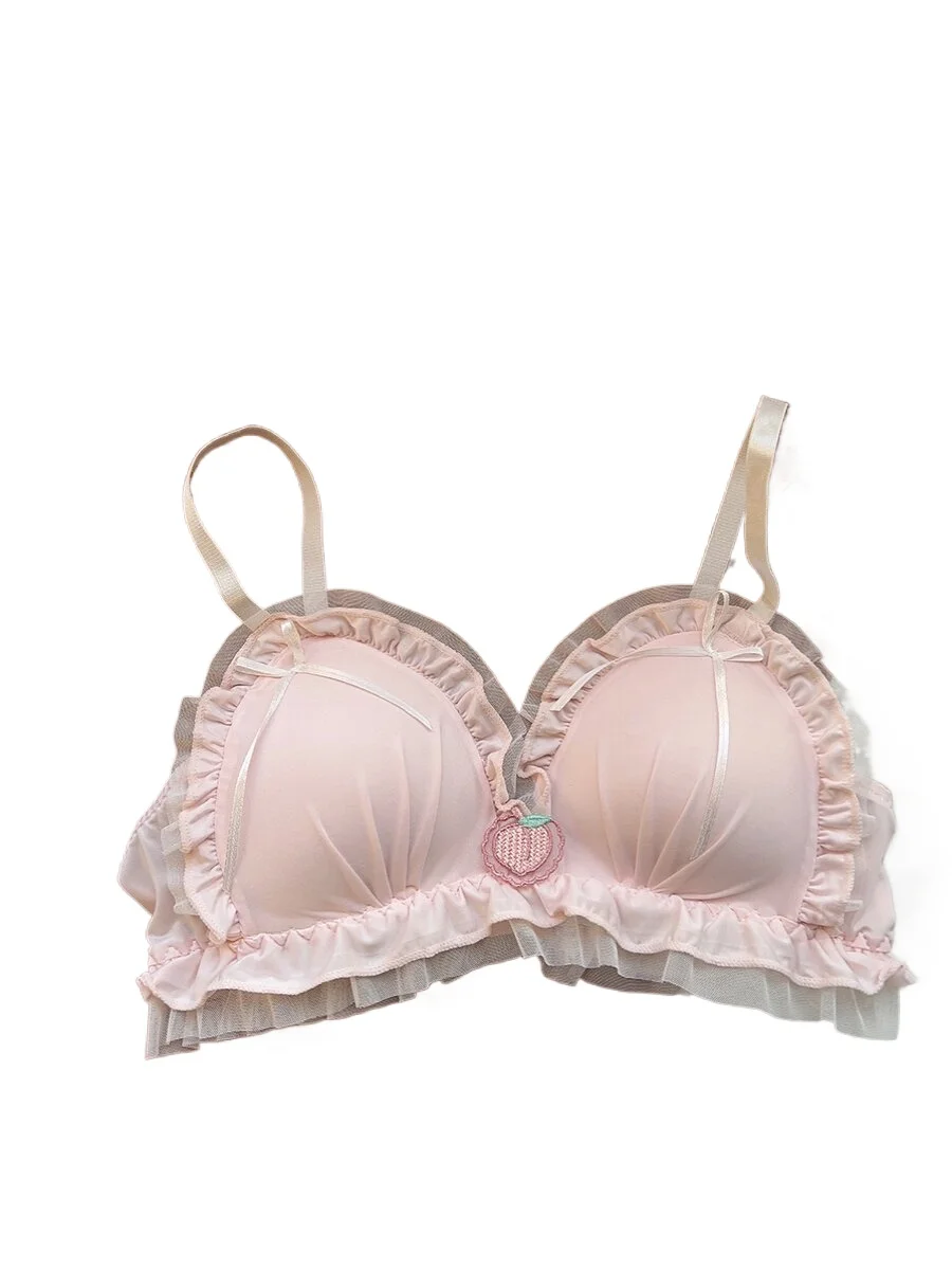 Japanese-style sweet cute lingerie, French sheer mesh thin wireless triangle cup bra set
Japanese-style sweet cute lingerie, French sheer mesh thin wireless triangle cup bra set