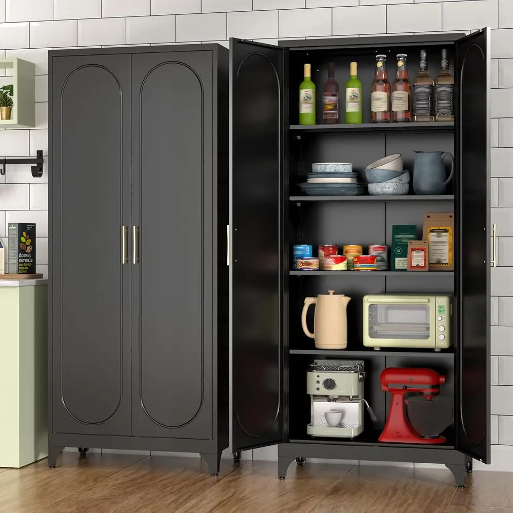 75 Inch Tall Metal Kitchen Pantry Cabinet with Adjustable Shelves for Storage in Utility, Living, Garage, and Office Rooms
75 Inch Tall Metal Kitchen Pantry Cabinet with Adjustable Shelves for Storage in Utility, Living, Garage, and Office Rooms
