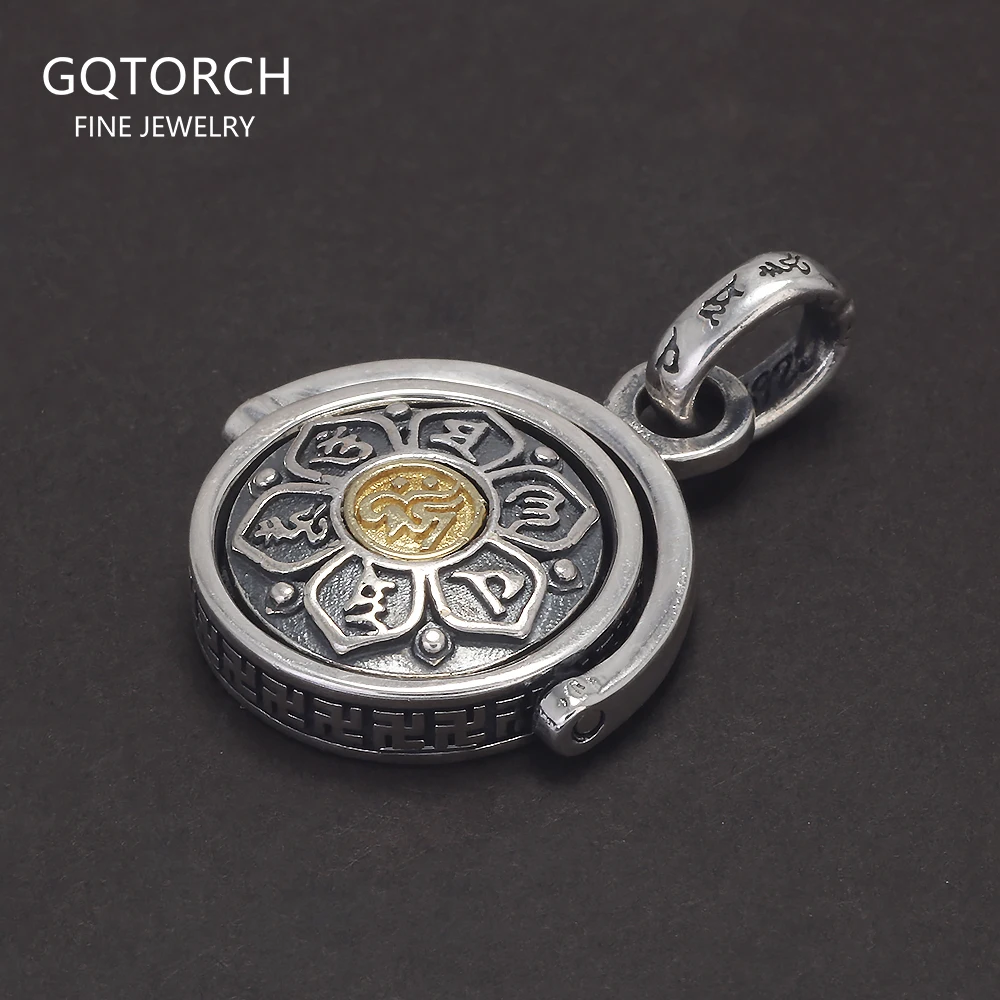 925 Sterling Silver Rotatable Six Words Mantra Pendant for Men and Women Double-Sided Vintage Buddhist Prayer Amulet Jewelry
925 Sterling Silver Rotatable Six Words Mantra Pendant for Men and Women Double-Sided Vintage Buddhist Prayer Amulet Jewelry