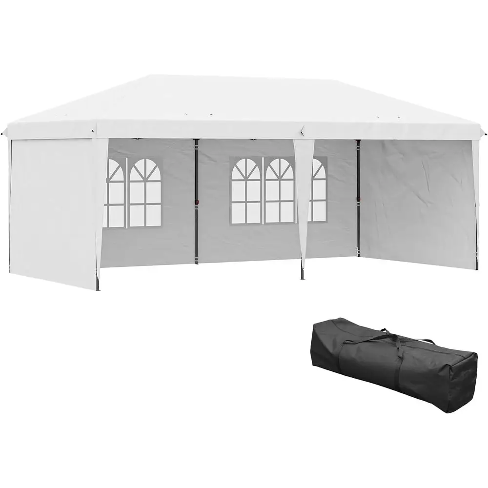 20' x 10' Outdoor Heavy-Duty Party Tent with 4 Sidewalls and Carry Bag, White
20' x 10' Outdoor Heavy-Duty Party Tent with 4 Sidewalls and Carry Bag, White