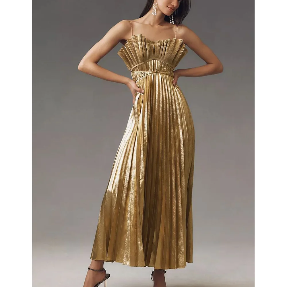 Вечерние платья в современном стиле, милое драпированное вечернее платье на тонких бретельках, женское коктейльное платье до щиколотки
Вечерние платья в современном стиле, милое драпированное вечернее платье на тонких бретельках, женское коктейльное платье до щиколотки