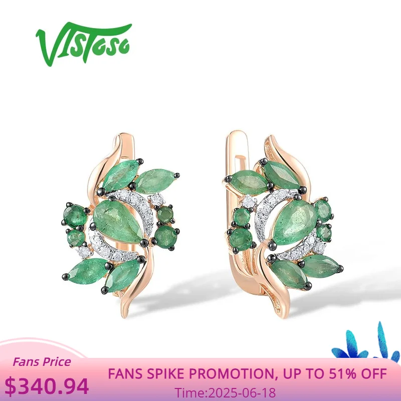 VISTOSO Authentic 14K 585 Rose Gold Earrings For Women Sparkling Genuine Diamonds Emerald Party Fashion Elegant Fine Jewelry
VISTOSO Authentic 14K 585 Rose Gold Earrings For Women Sparkling Genuine Diamonds Emerald Party Fashion Elegant Fine Jewelry