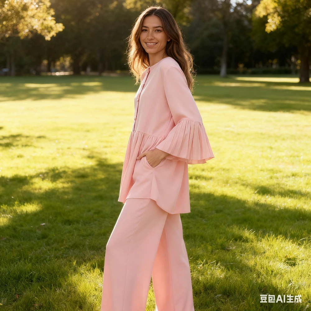 2 шт., женские топы с расклешенными рукавами и оборками, брюки, мусульманские комплекты для Ид, Дубай, Абая, Турция, кафтан, исламская одежда, кафтан, спортивный костюм, ансамбли
2 шт., женские топы с расклешенными рукавами и оборками, брюки, мусульманские комплекты для Ид, Дубай, Абая, Турция, кафтан, исламская одежда, кафтан, спортивный костюм, ансамбли