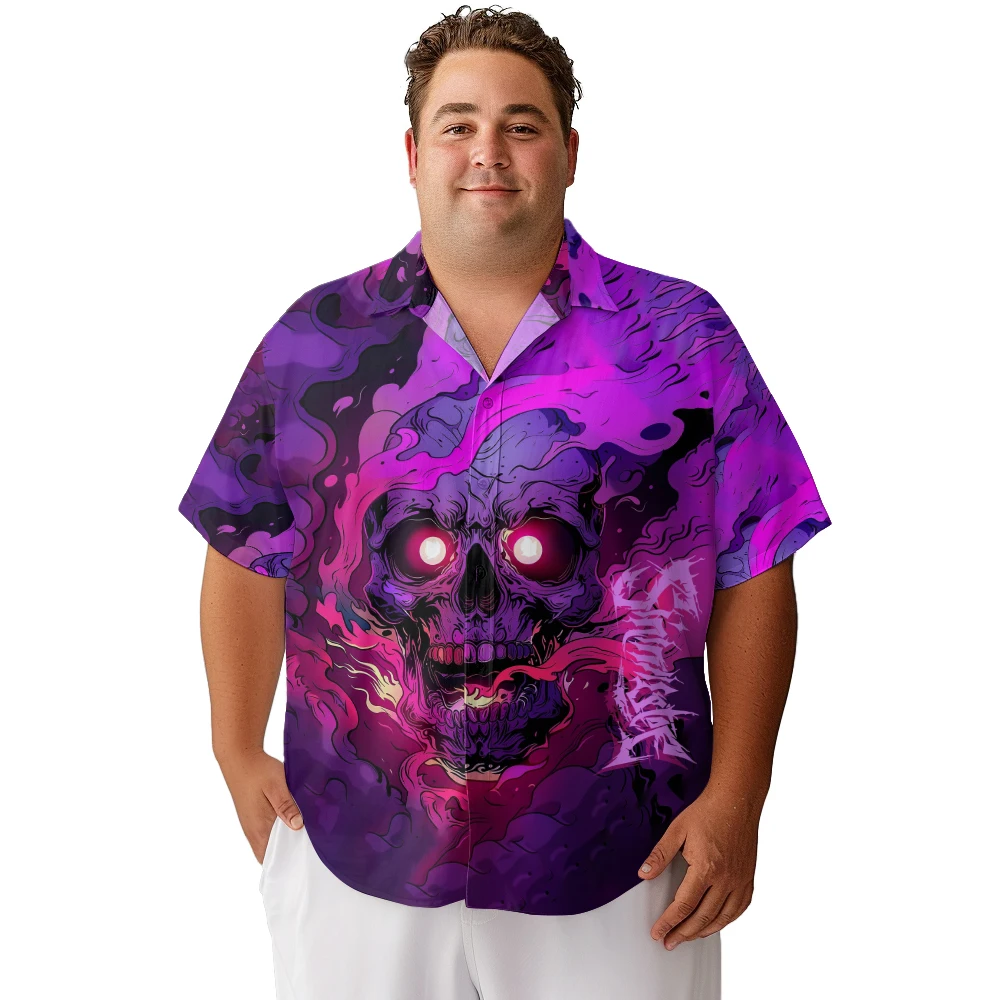 2024 new Men's shirts plus size Halloween purple smoke glowing skull printed clothing casual short-sleeved
2024 new Men's shirts plus size Halloween purple smoke glowing skull printed clothing casual short-sleeved