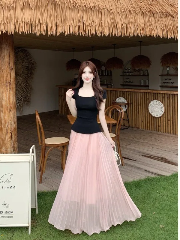 plus Size Women's Pure Desire Backless Square Collar Short Sleeve T-Shirt Summer New High Waist Pleated Half Skirt Fashionabl...
plus Size Women's Pure Desire Backless Square Collar Short Sleeve T-Shirt Summer New High Waist Pleated Half Skirt Fashionabl...