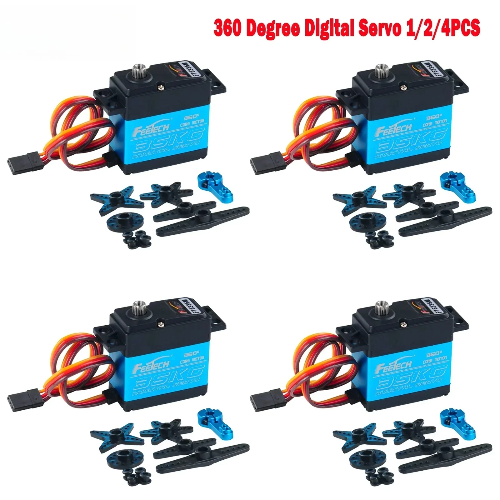 Feetech FT6335M 35KG Digital Servo Motor 360° Continuous Rotation 7.4V Blue Aluminum Alloy Shell Metal Gear 25T Arm (1/2/4PCS)
Feetech FT6335M 35KG Digital Servo Motor 360° Continuous Rotation 7.4V Blue Aluminum Alloy Shell Metal Gear 25T Arm (1/2/4PCS)