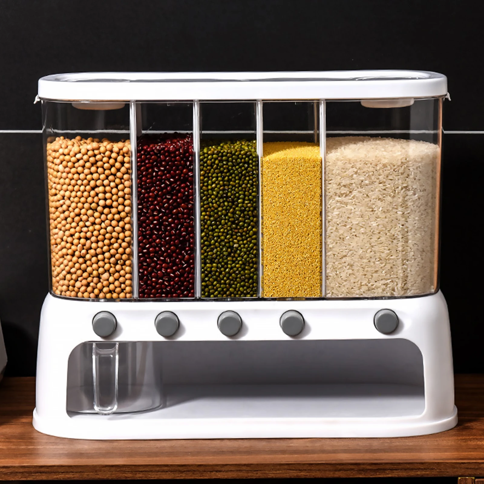 12L Rice Storage Box Moisture Proof Cereal Grain Container Multifunctional Rice Separate Bucket Rotating for Kitchen Household