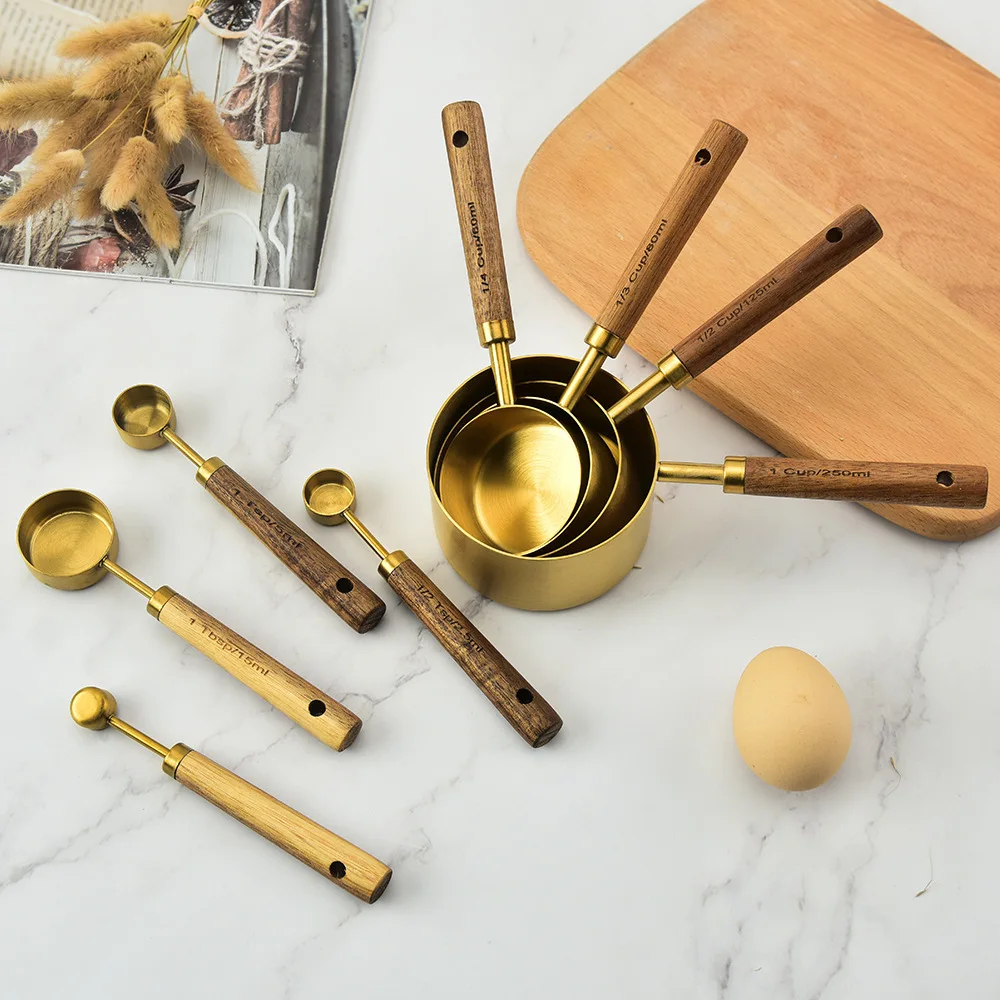 Stainless Steel Measuring Cup And Spoon Set with Wood Handle Durable Measuring Cup Kitchen Baking Cooking Accessories
Stainless Steel Measuring Cup And Spoon Set with Wood Handle Durable Measuring Cup Kitchen Baking Cooking Accessories