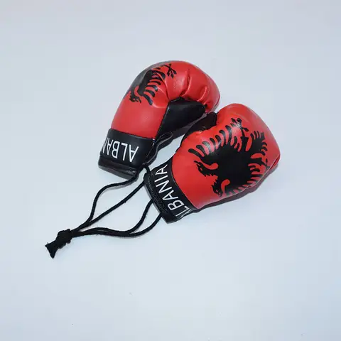 Albania keychain Design leather boxing gloves keychain PVC fist keychain Sports Keychain accessories Car Keychain Ring Gift