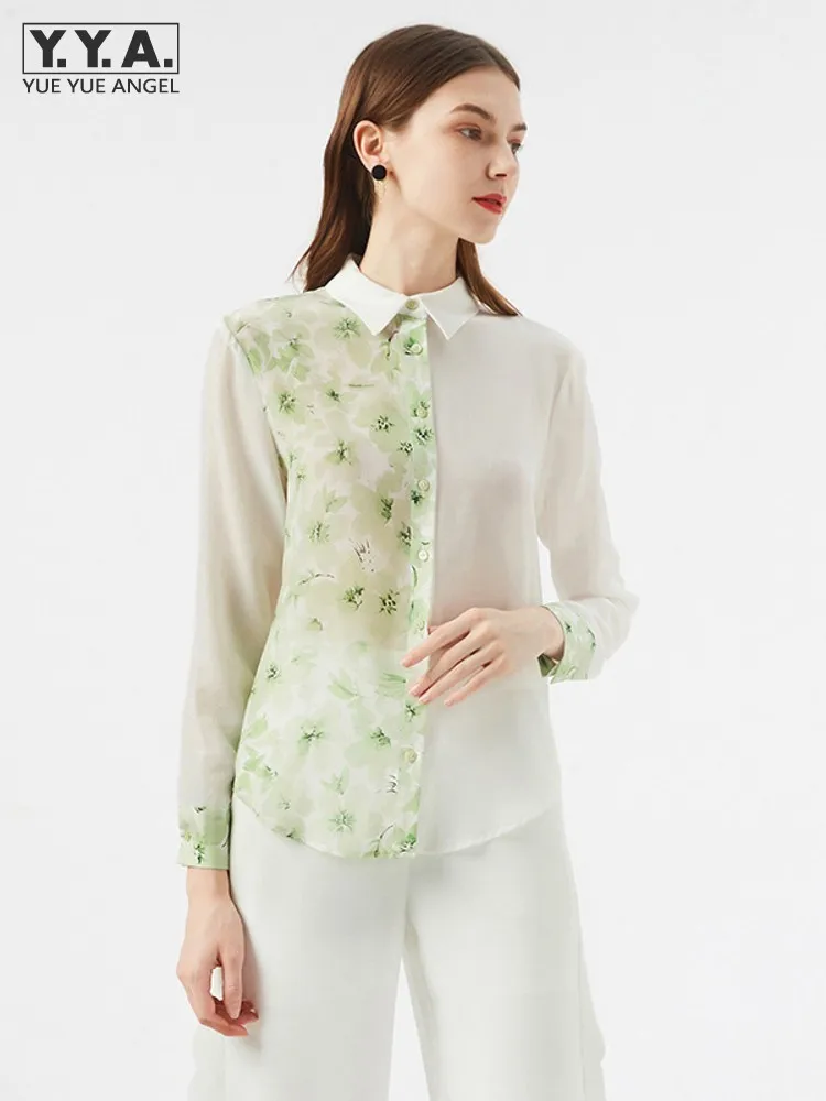 Spring Summer Women High Quality Real Silk Shirt Floral Printed Patchwork Office Ladies Work Shirts Long Sleeve Lapel Collar Top
Spring Summer Women High Quality Real Silk Shirt Floral Printed Patchwork Office Ladies Work Shirts Long Sleeve Lapel Collar Top