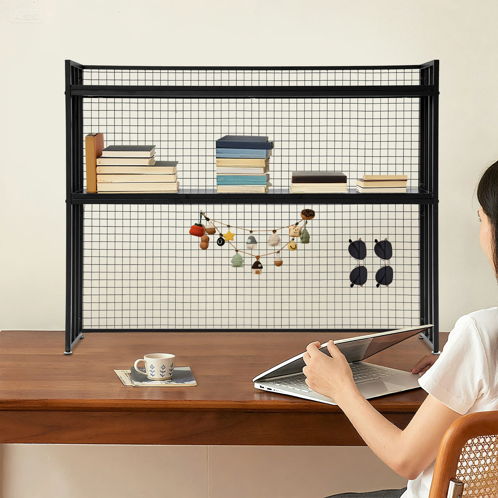 2-Tier Desktop Storage Rack Metal Grid Desk Bookshelf Black Rack+Blackboard 115x24x89cm Black for Study Rooms Offices
2-Tier Desktop Storage Rack Metal Grid Desk Bookshelf Black Rack+Blackboard 115x24x89cm Black for Study Rooms Offices