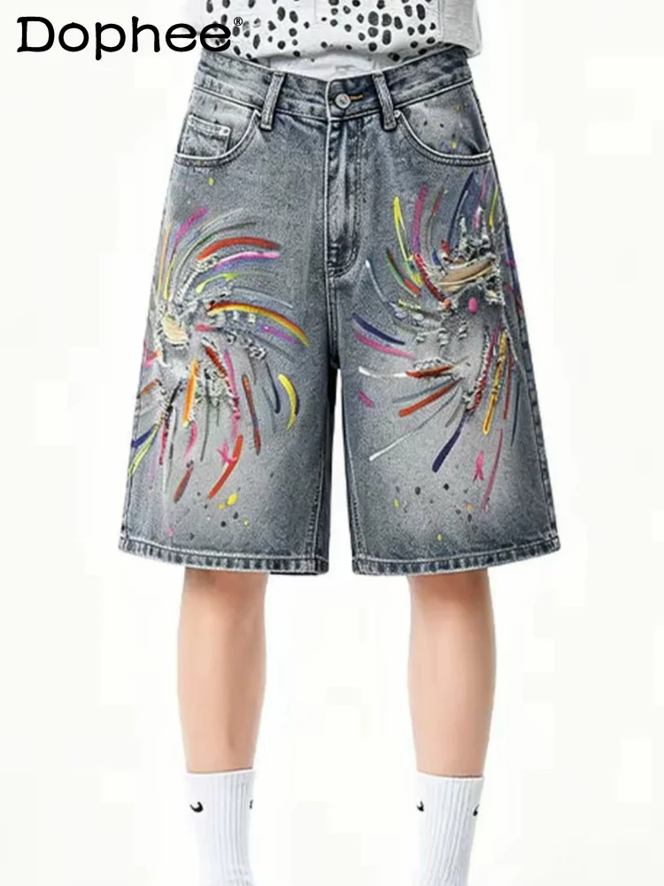 2026 Men's Women's Summer Trendy Shorts Stylish High-end Painted Hole Denim Shorts Loose Comfort Couple High Street Middle Pants
2026 Men's Women's Summer Trendy Shorts Stylish High-end Painted Hole Denim Shorts Loose Comfort Couple High Street Middle Pants