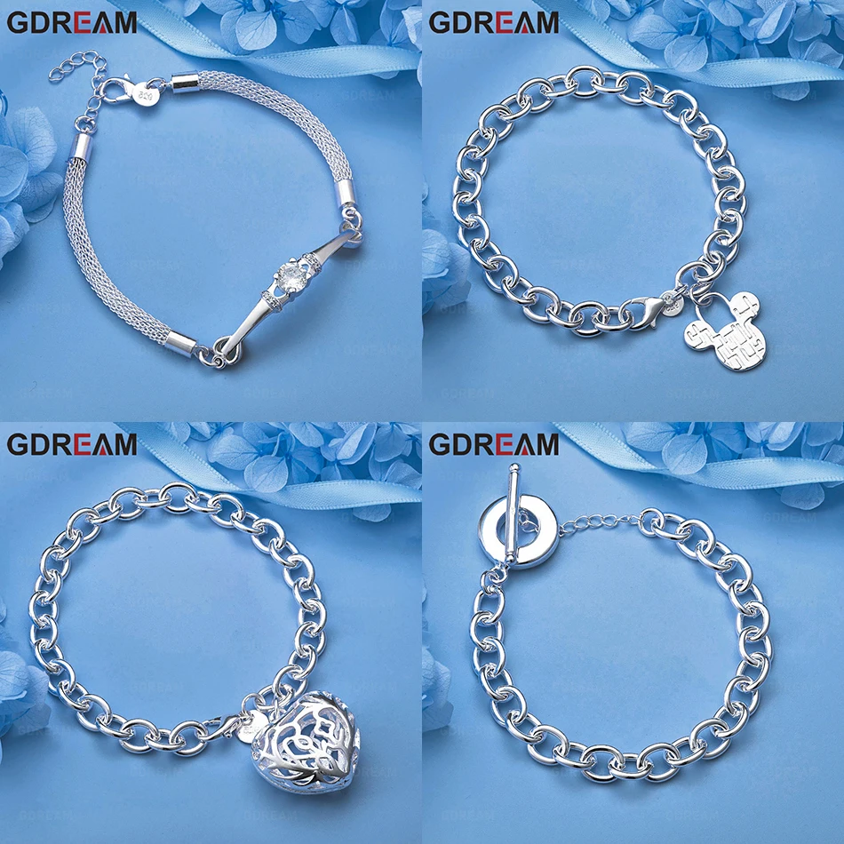 GDREAM 925 Sterling Silver Flower Carved Hollow Heart Pendant Bracelet Women'S Charm Fashion Anniversary Gift Jewelry
GDREAM 925 Sterling Silver Flower Carved Hollow Heart Pendant Bracelet Women'S Charm Fashion Anniversary Gift Jewelry