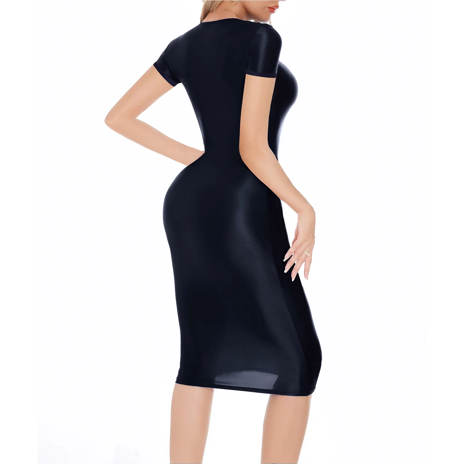 Wrap-around Shinny Pencil Dress Sexy Womens Short Sleeve Knee Length Tight Fitting Dress Party Bar Club Dating Costumes
Wrap-around Shinny Pencil Dress Sexy Womens Short Sleeve Knee Length Tight Fitting Dress Party Bar Club Dating Costumes