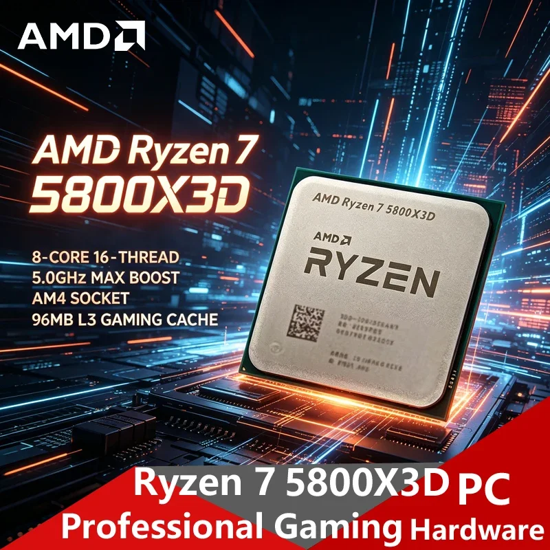 AMD Ryzen 7 5800X3D AM4 3D V-Cache Gaming CPU, 8 Core 16 Thread, 5.0GHz Boost 96MB L3 105W DDR4 Tray Chip No Cooling Fan
AMD Ryzen 7 5800X3D AM4 3D V-Cache Gaming CPU, 8 Core 16 Thread, 5.0GHz Boost 96MB L3 105W DDR4 Tray Chip No Cooling Fan