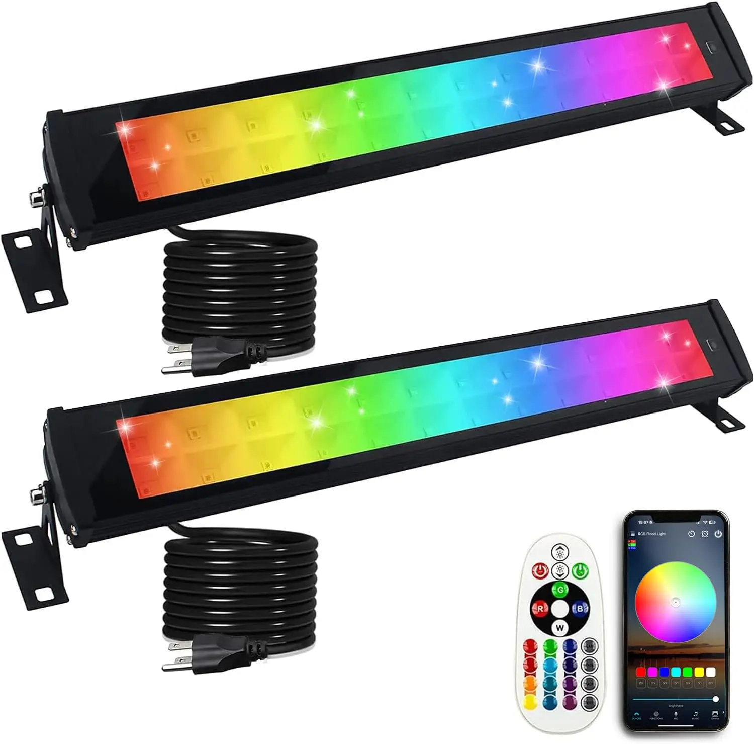 2 Pack 50W RGB LED Light Bars, IP66 Waterproof, Smart APP/Remote Control, 16M Colors for Indoor/Outdoor Lighting
2 Pack 50W RGB LED Light Bars, IP66 Waterproof, Smart APP/Remote Control, 16M Colors for Indoor/Outdoor Lighting