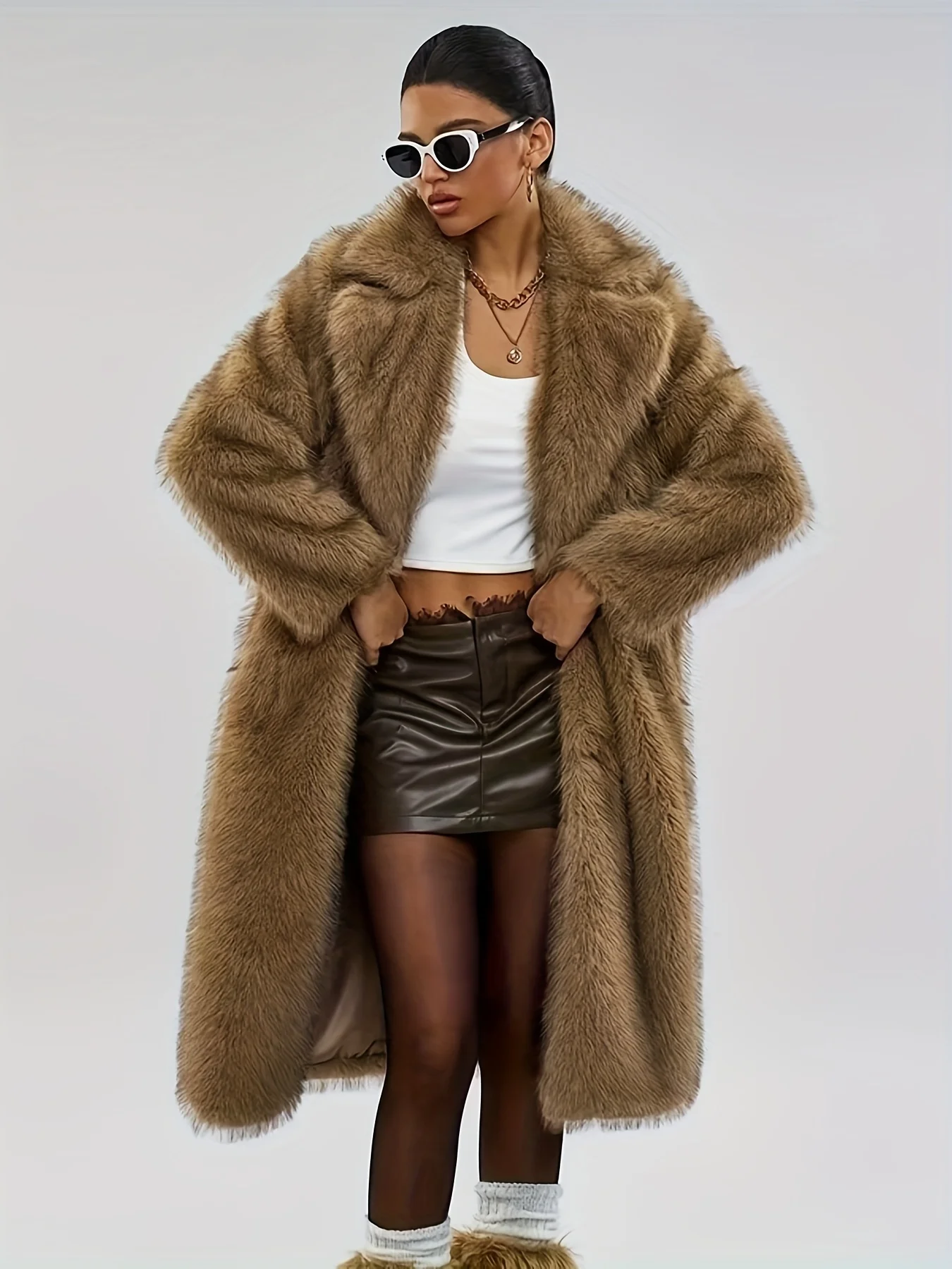 Women's Faux Fur Coat, Long Trench Coat, Suit Collar, Warm, Suitable for Autumn, Winter, Outdoor Activities, Formal Occasions, Etc.
Women's Faux Fur Coat, Long Trench Coat, Suit Collar, Warm, Suitable for Autumn, Winter, Outdoor Activities, Formal Occasions, Etc.