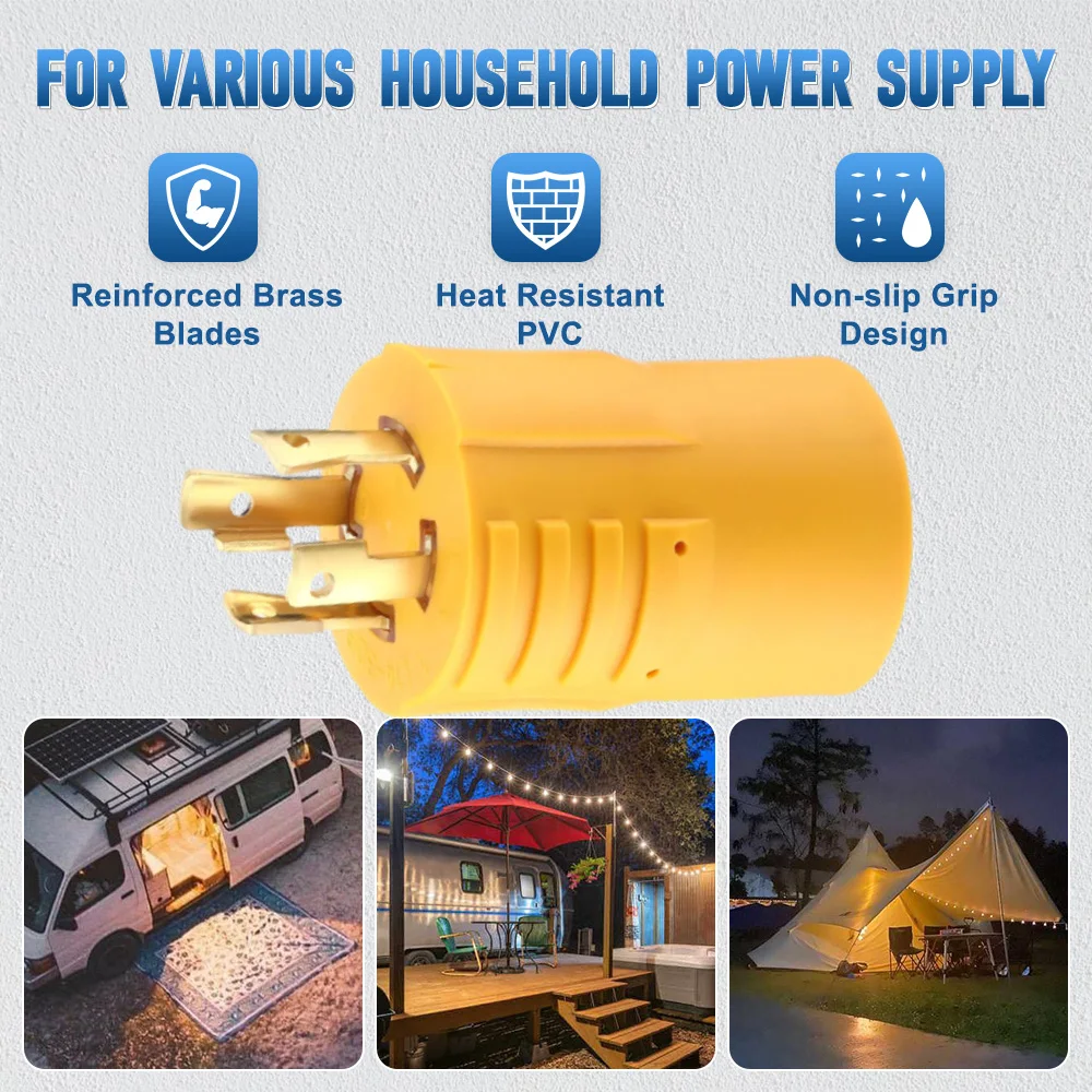 For NEMA L14-30P Male to 5-15R/5-20R Female 30A to 15A/20A Generator Adapter for RV Trailer Camper Car accessories
For NEMA L14-30P Male to 5-15R/5-20R Female 30A to 15A/20A Generator Adapter for RV Trailer Camper Car accessories