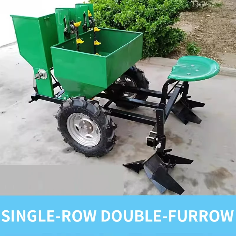 Potato Planter Four-Wheel Tractor-Drawn Ridging, Planting, Fertilizing, and Mulching Combination Machine Potato Plan(Customized)