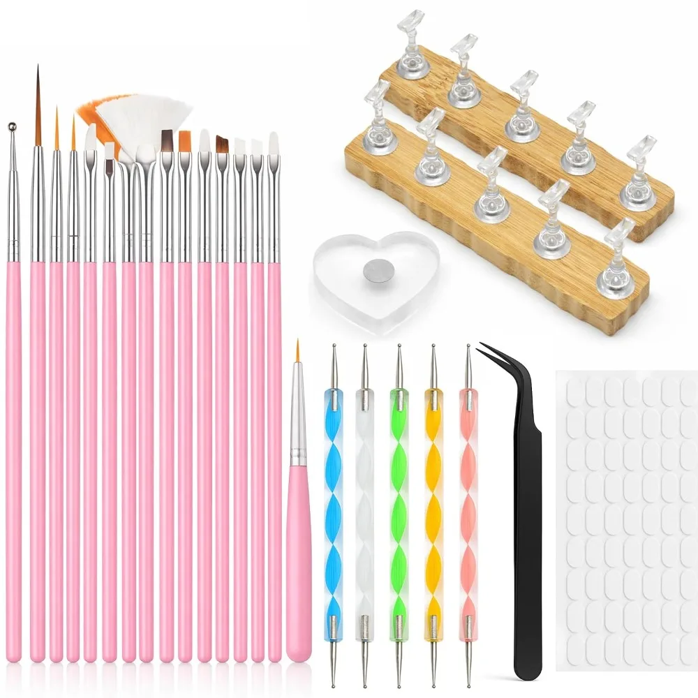 Professional Nail Art Tools Kit with 15 Brushes 5 Dotting Pens Nail Stand Holders Tweezers 100 Adhesive Putty Tabs for Acrylic Gel Nail Design DIY Salon Manicure
Professional Nail Art Tools Kit with 15 Brushes 5 Dotting Pens Nail Stand Holders Tweezers 100 Adhesive Putty Tabs for Acrylic Gel Nail Design DIY Salon Manicure