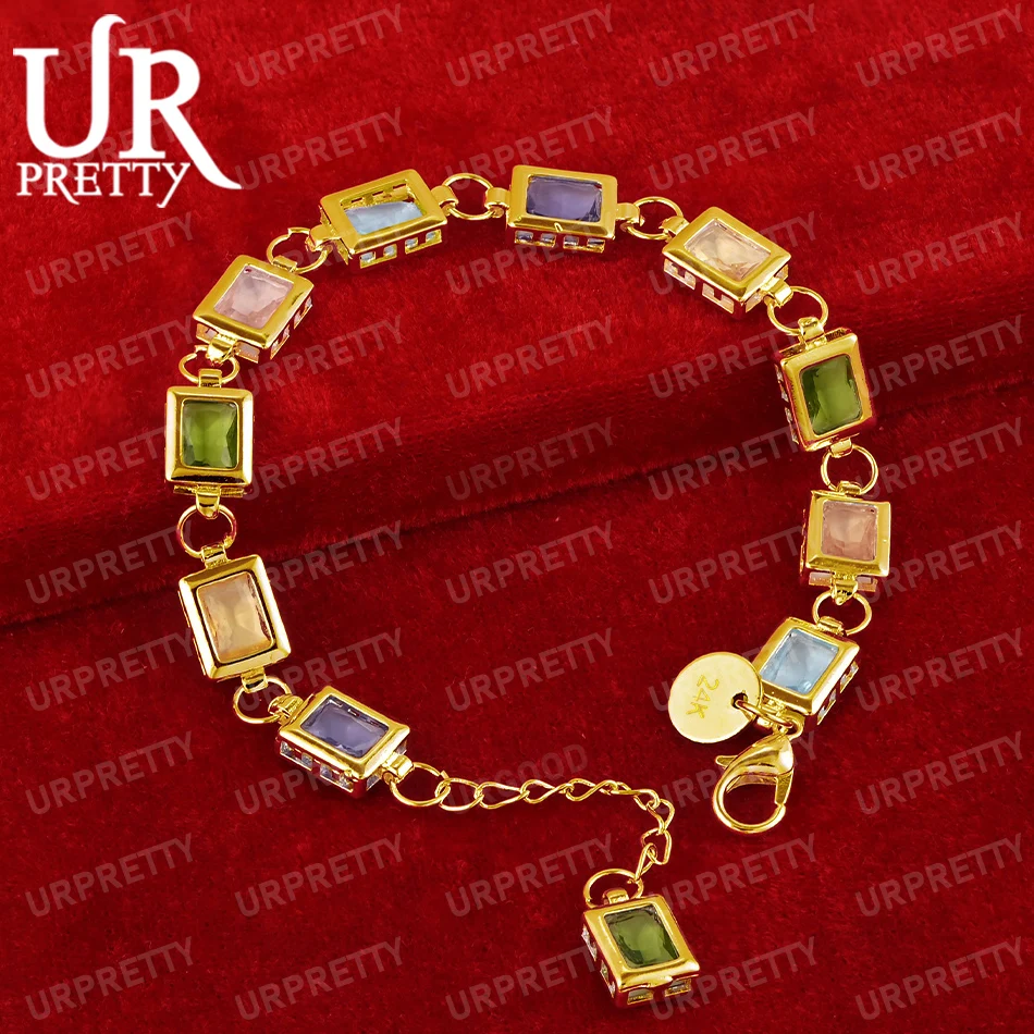 925 Sterling Silver 18K Gold Square Colored AAA Zircon Bracelet Women Party Birthday Gift Wedding Fashion Jewelry
925 Sterling Silver 18K Gold Square Colored AAA Zircon Bracelet Women Party Birthday Gift Wedding Fashion Jewelry