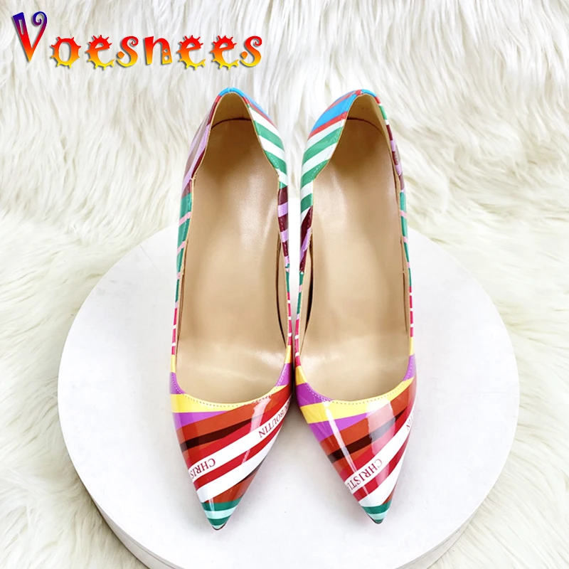 Women Pointed Toe Thin High Heels Footwear Fashion Models Show Big Size Pumps Color Striped Shallow Mouth Party Dress Shoes 12CM
Women Pointed Toe Thin High Heels Footwear Fashion Models Show Big Size Pumps Color Striped Shallow Mouth Party Dress Shoes 12CM