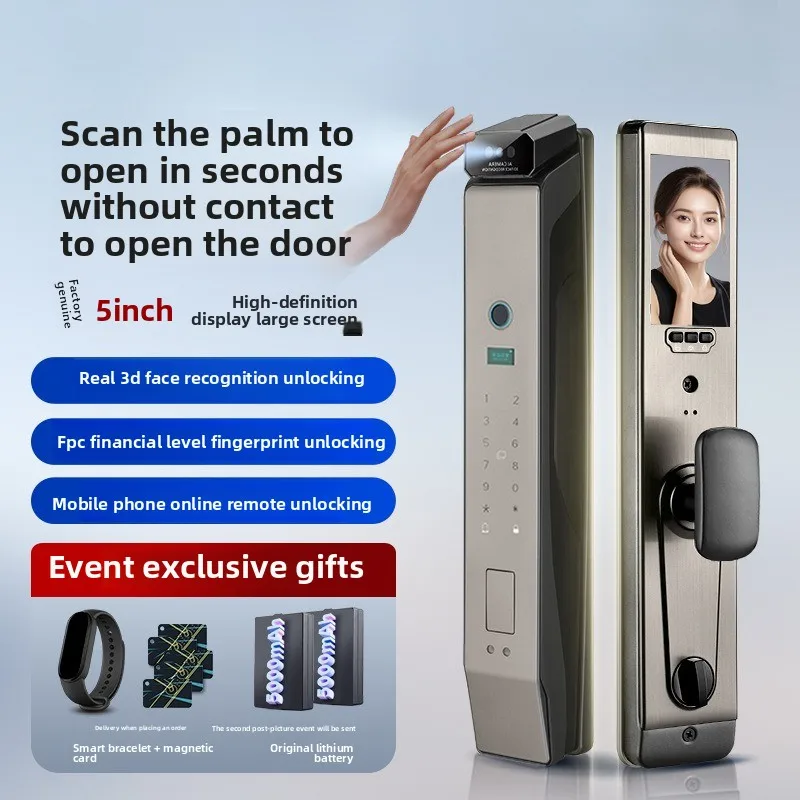 Automatic Smart Door Lock Household Anti-theft Door Palm Vein Facial Recognition Visual Monitoring
Automatic Smart Door Lock Household Anti-theft Door Palm Vein Facial Recognition Visual Monitoring