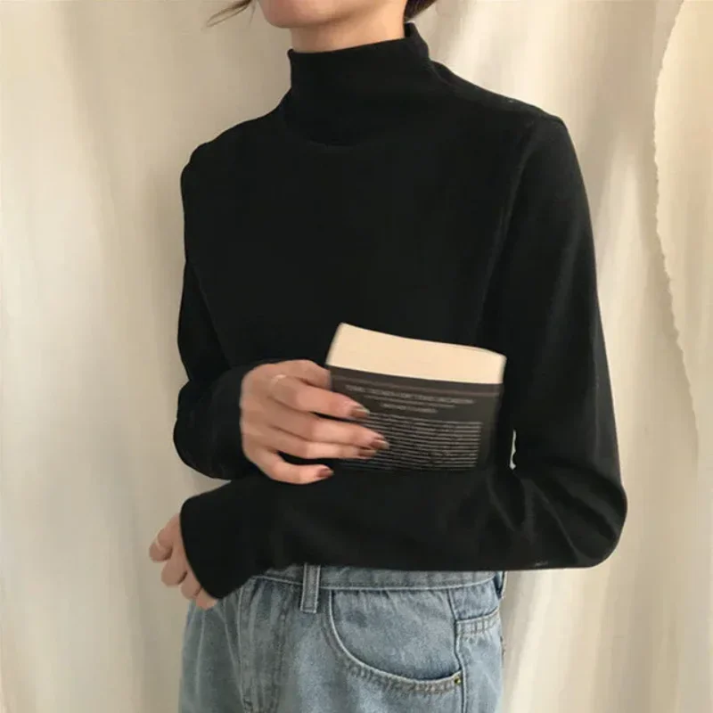 Spring Autumn Winter Female Blouse Women's Solid Casual Simple Soft Pullover Turtleneck Warm Slim Knitted Velvet Sweater B746
Spring Autumn Winter Female Blouse Women's Solid Casual Simple Soft Pullover Turtleneck Warm Slim Knitted Velvet Sweater B746