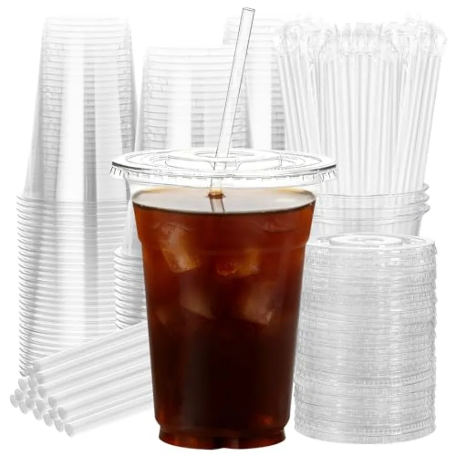 16oz Clear Plastic Cups with Lids and Straws - 50 Set Cold Drinking Disposable Cups for Iced Coffee, Bubble Tea, Smoothie, Part
16oz Clear Plastic Cups with Lids and Straws - 50 Set Cold Drinking Disposable Cups for Iced Coffee, Bubble Tea, Smoothie, Part
