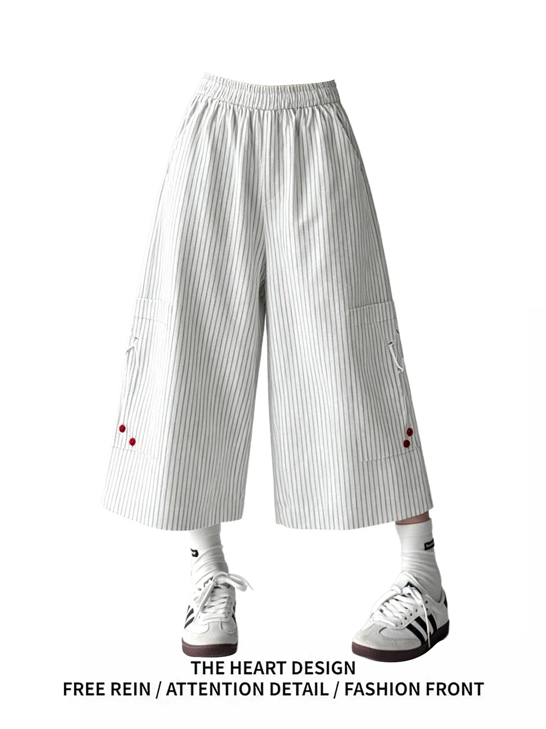Japanese Style Cherry Bead Design Short Straight Leg Pants Women's Summer 2026 New Salt Series Vertical Stripes Casual Trousers
Japanese Style Cherry Bead Design Short Straight Leg Pants Women's Summer 2026 New Salt Series Vertical Stripes Casual Trousers