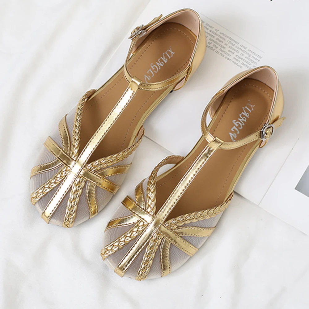 Women's summer retro mesh hollow sandals fashionable woven T-shaped belt sandals casual one button flat sandals low heel sandals
Women's summer retro mesh hollow sandals fashionable woven T-shaped belt sandals casual one button flat sandals low heel sandals