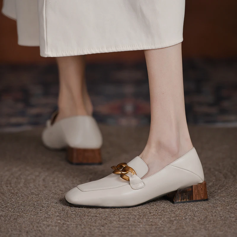 Soft Leather Middle Heel Women Shoes Square Buckle Thick Heel Females Fashion Leisure Spring Ladies Dress Pumps loafers shoe
Soft Leather Middle Heel Women Shoes Square Buckle Thick Heel Females Fashion Leisure Spring Ladies Dress Pumps loafers shoe