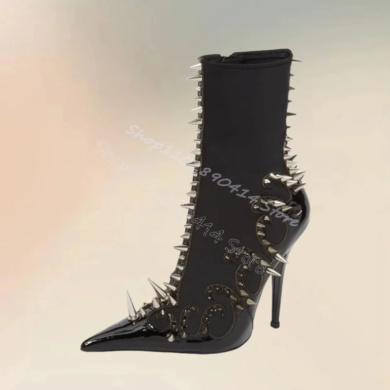 Spikes Decor Black Patchwork Pointed Toe Boots Side Zipper Women Shoes Thin High Heels New Party Dating 2025 Zapatos Para Mujere
Spikes Decor Black Patchwork Pointed Toe Boots Side Zipper Women Shoes Thin High Heels New Party Dating 2025 Zapatos Para Mujere