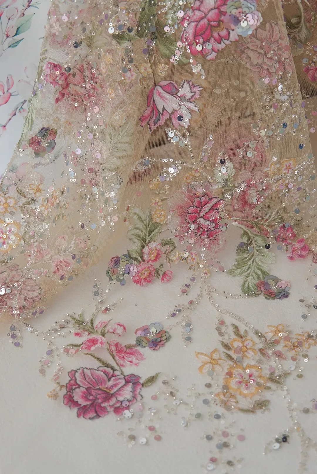 1 yard Sequins three-dimensional embroidery fabric Designer customized wedding dress cheongsam fabric for sewing tela
1 yard Sequins three-dimensional embroidery fabric Designer customized wedding dress cheongsam fabric for sewing tela
