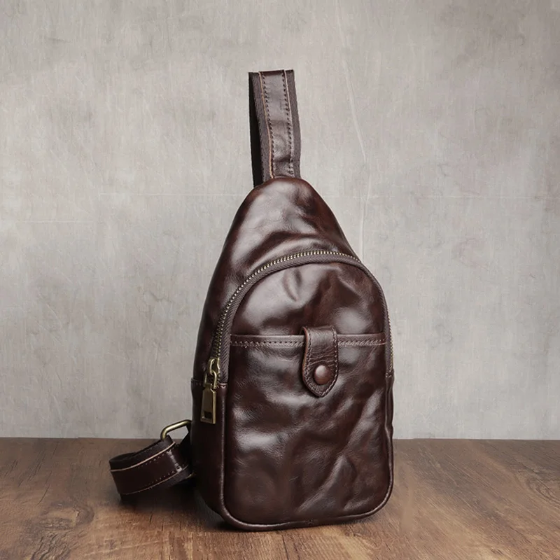  Vintage Genuine Leather Men's Chest Bag Daily Outdoor Sling Bag Cross-body Mini Phone Bag
Vintage Genuine Leather Men's Chest Bag Daily Outdoor Sling Bag Cross-body Mini Phone Bag