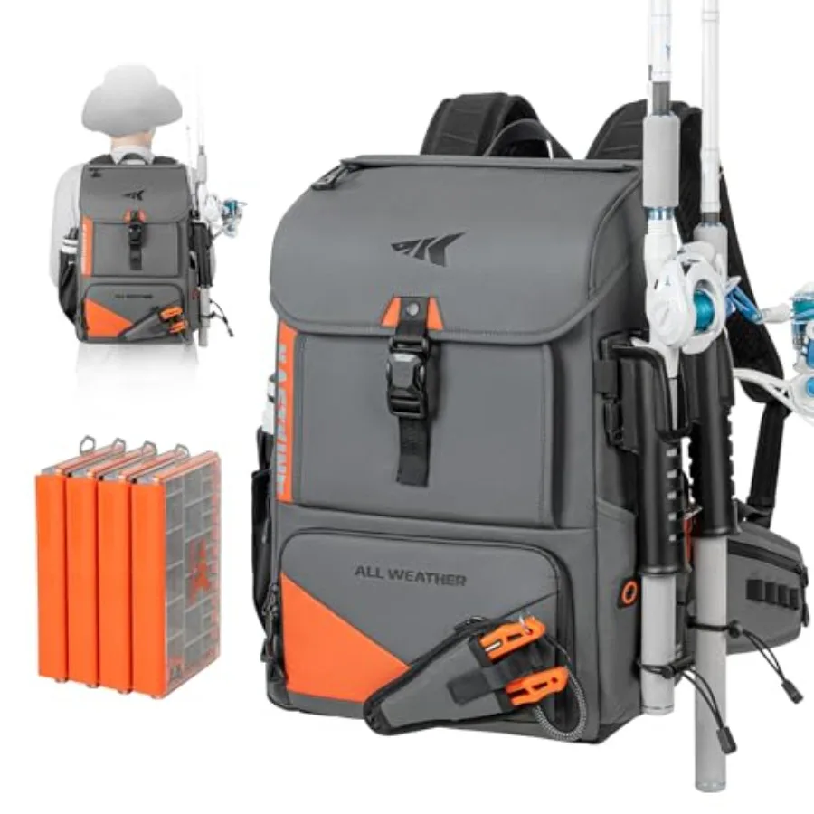 All Weather Fishing Tackle Backpack with 4 Waterproof Tackle Boxes and Removable Rod HoldersWaterproof ArmorShield Fabric Fishi
All Weather Fishing Tackle Backpack with 4 Waterproof Tackle Boxes and Removable Rod HoldersWaterproof ArmorShield Fabric Fishi