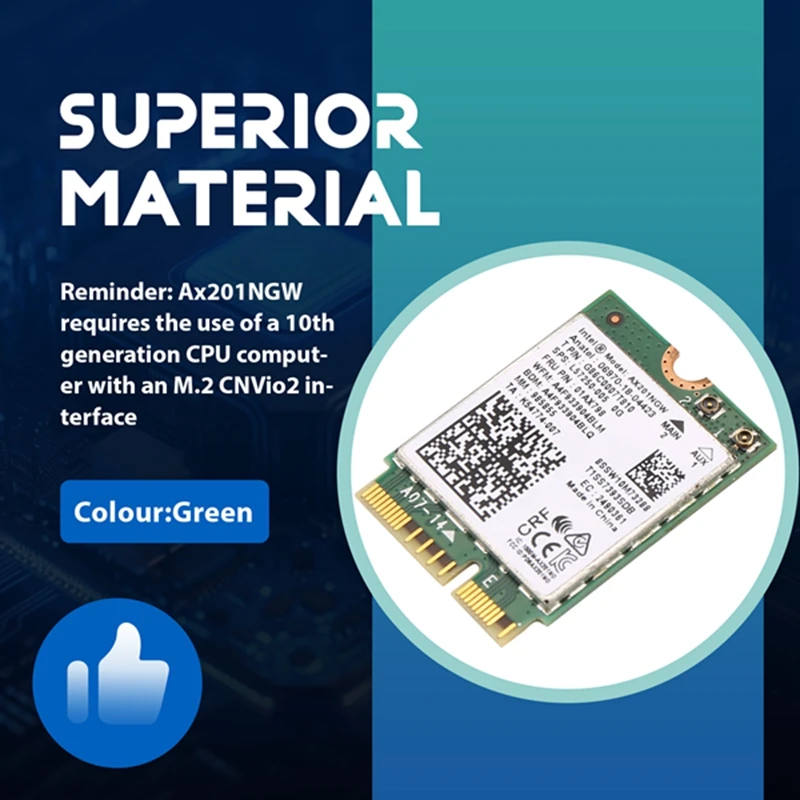 Wi-Fi-карта Wi-Fi Ax201 Ngw с антенной Wi-Fi 6 3000 Мбит/с M.2 Cnvio2 Bluetooth 5,1 Wi-Fi-адаптер для Windows10
Wi-Fi-карта Wi-Fi Ax201 Ngw с антенной Wi-Fi 6 3000 Мбит/с M.2 Cnvio2 Bluetooth 5,1 Wi-Fi-адаптер для Windows10