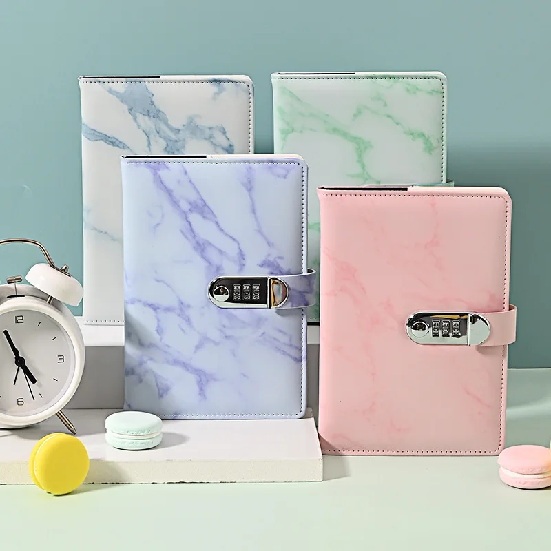Marble patterned password notebook, thick notebook with lock, creative minimalist retro notebook, sub password lock
Marble patterned password notebook, thick notebook with lock, creative minimalist retro notebook, sub password lock