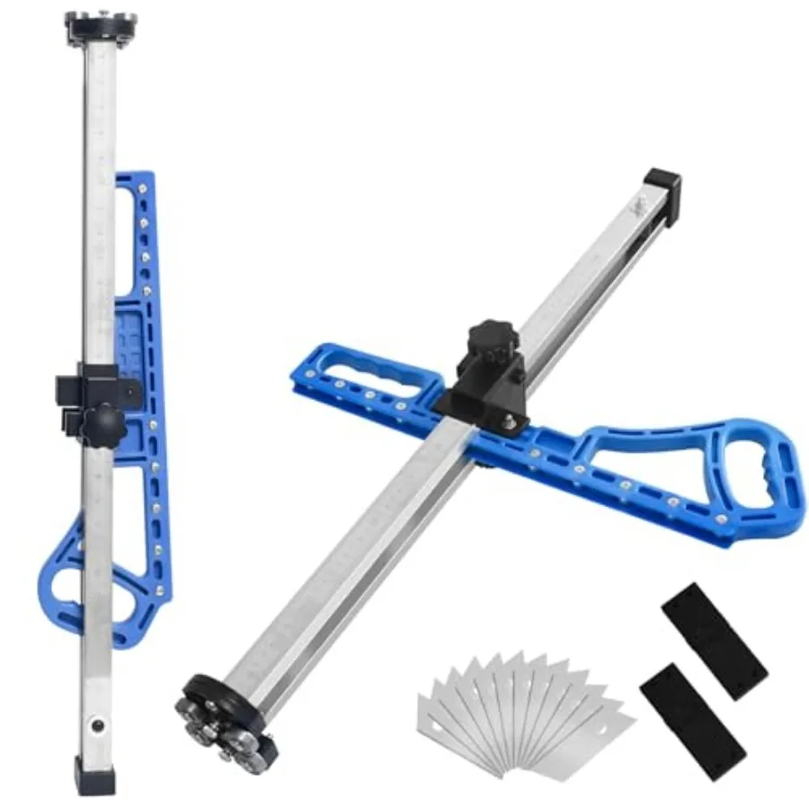 Drywall Cutting Tool, Foldable Drywall Cutter, 1.5 to 60cm Dual-Scale cm and in Gypsum Board Cutter with 6pcs trapezoidal blade
Drywall Cutting Tool, Foldable Drywall Cutter, 1.5 to 60cm Dual-Scale cm and in Gypsum Board Cutter with 6pcs trapezoidal blade