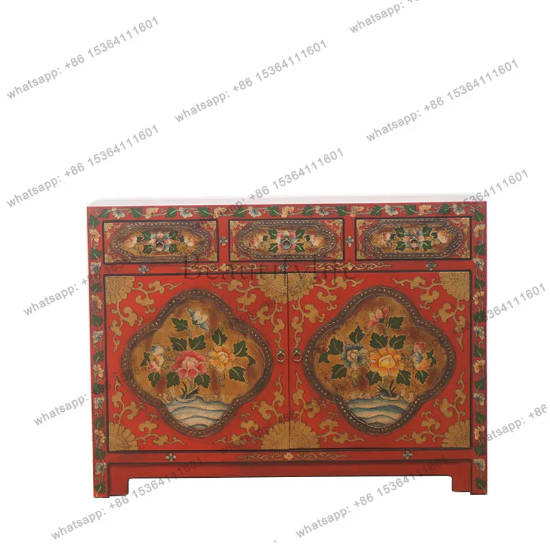 New Chinese style classical furniture shoe cabinet, solid wood distressed painted entryway storage cabinet
New Chinese style classical furniture shoe cabinet, solid wood distressed painted entryway storage cabinet