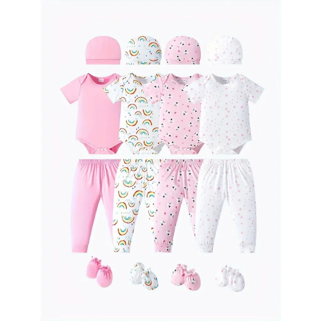 4 Sets Newborn Baby Girl Clothing Set Short Sleeve Romper+Pants+Gloves+Hat Cute 4Pcs Outfits Summer Casual Wear for 0-12 Months
4 Sets Newborn Baby Girl Clothing Set Short Sleeve Romper+Pants+Gloves+Hat Cute 4Pcs Outfits Summer Casual Wear for 0-12 Months
