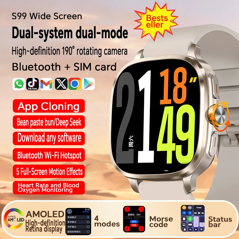 Cellular Smartwatch 5G Android 13.0 Smart Watch With 2.4inch Amoled Screen 900W Rotating Camera WIFI GPS Position Compass NFC
Cellular Smartwatch 5G Android 13.0 Smart Watch With 2.4inch Amoled Screen 900W Rotating Camera WIFI GPS Position Compass NFC