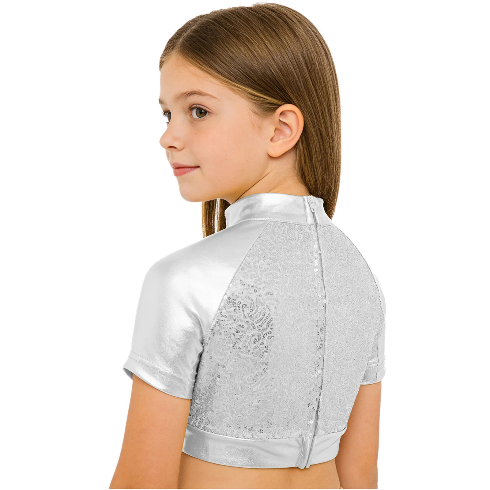 Kids Girls Metallic Jazz Hip Hop Dance Crop Top Short Sleeve Shiny Sequins Shirt Tops School Party Cheerleading Street Dancewear
Kids Girls Metallic Jazz Hip Hop Dance Crop Top Short Sleeve Shiny Sequins Shirt Tops School Party Cheerleading Street Dancewear