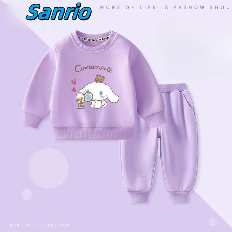 Sanrio, осенний комплект одежды для маленьких девочек, детские толстовки с героями мультфильмов Kuromi My Melody, пуловер, топ и штаны, костюм из 2 предметов, детская одежда 
Sanrio, осенний комплект одежды для маленьких девочек, детские толстовки с героями мультфильмов Kuromi My Melody, пуловер, топ и штаны, костюм из 2 предметов, детская одежда