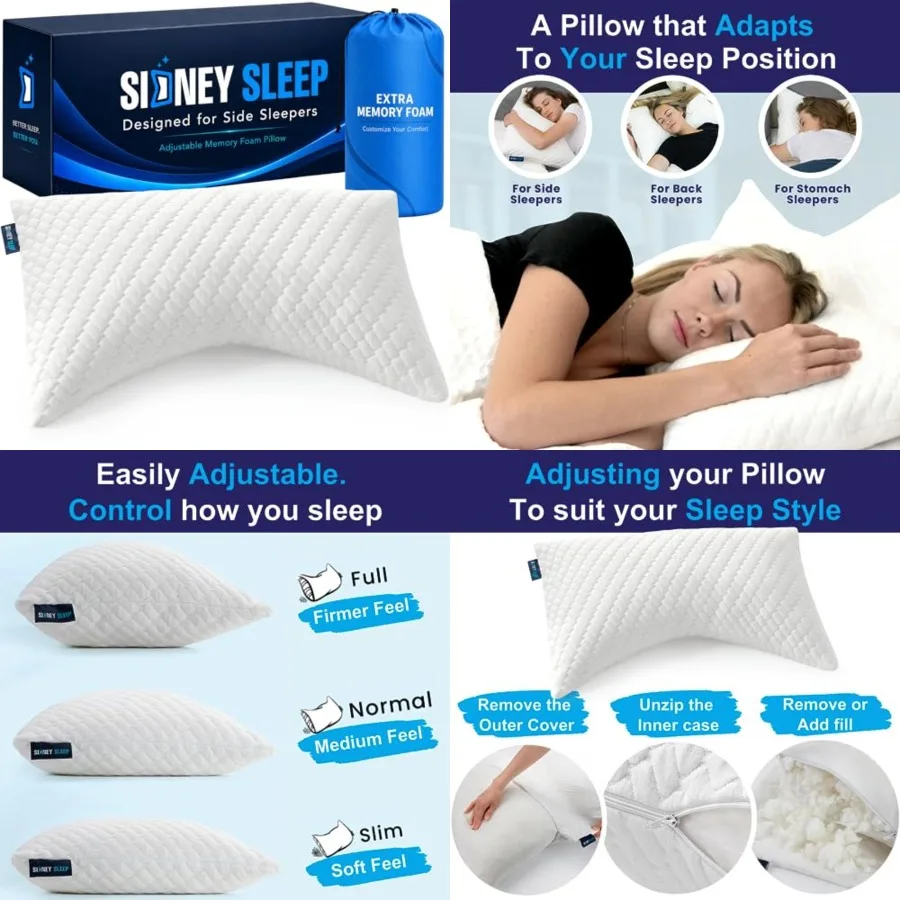 Adjustable Curved Pillows for Neck and Shoulder Support with Extra Shredded Fill - Cervical Contour Pillow for Side and Back Sl
Adjustable Curved Pillows for Neck and Shoulder Support with Extra Shredded Fill - Cervical Contour Pillow for Side and Back Sl