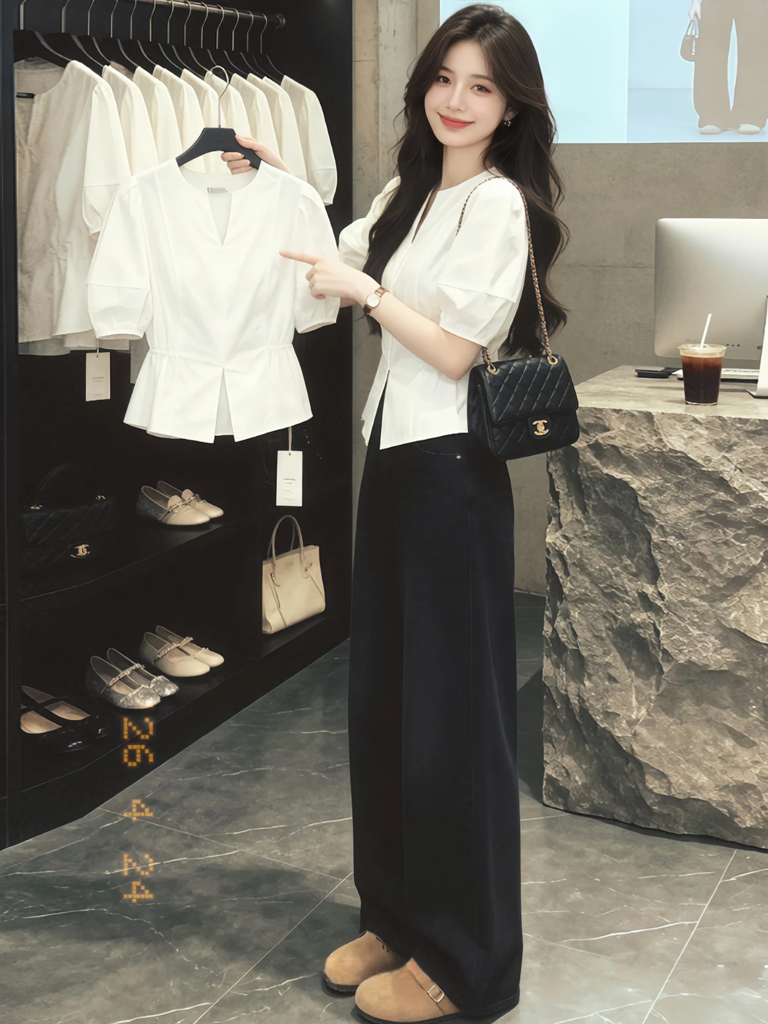 White Puff Sleeve Waist-Cinching Shirt Women's Summer New Style Versatile Slimming Meat Concealing Design Sense Top
White Puff Sleeve Waist-Cinching Shirt Women's Summer New Style Versatile Slimming Meat Concealing Design Sense Top