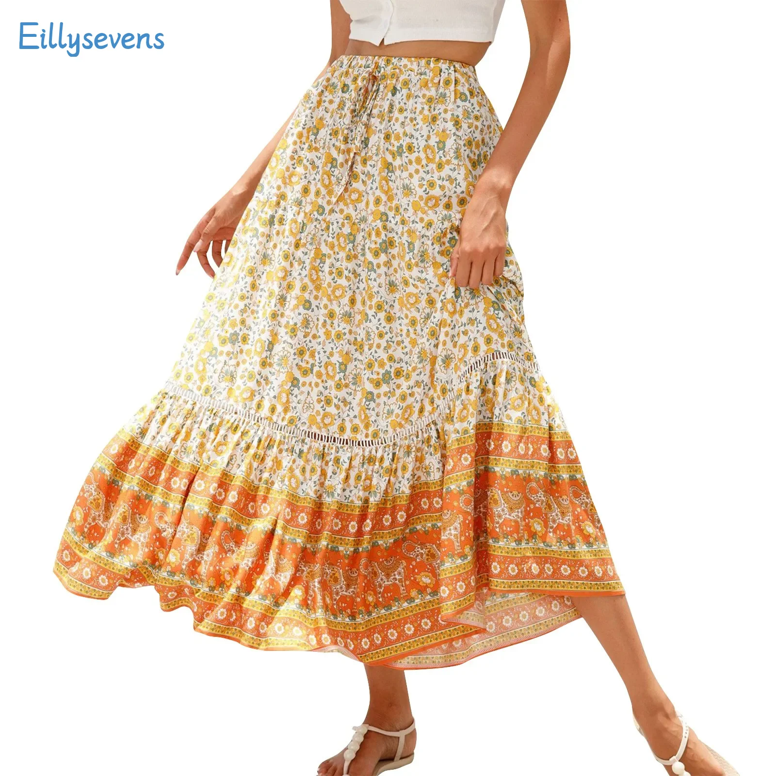 Women'S New Lace Splicing Long Skirts Fashion Trend Leisure Vacation Flowy Skirts Flower Printed Elastic Waist A-Line Skirts
Women'S New Lace Splicing Long Skirts Fashion Trend Leisure Vacation Flowy Skirts Flower Printed Elastic Waist A-Line Skirts