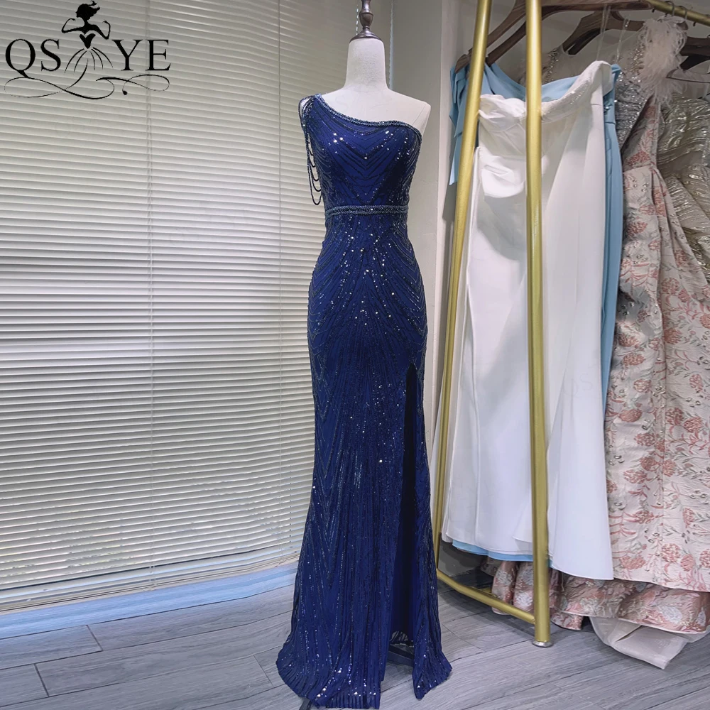 Crystal Beaded Navy Lace Evening Dresses One Shoulder Pattern Lace Sequined Prom Gown 2024 Fitted Women Formal Dress Slit
Crystal Beaded Navy Lace Evening Dresses One Shoulder Pattern Lace Sequined Prom Gown 2024 Fitted Women Formal Dress Slit