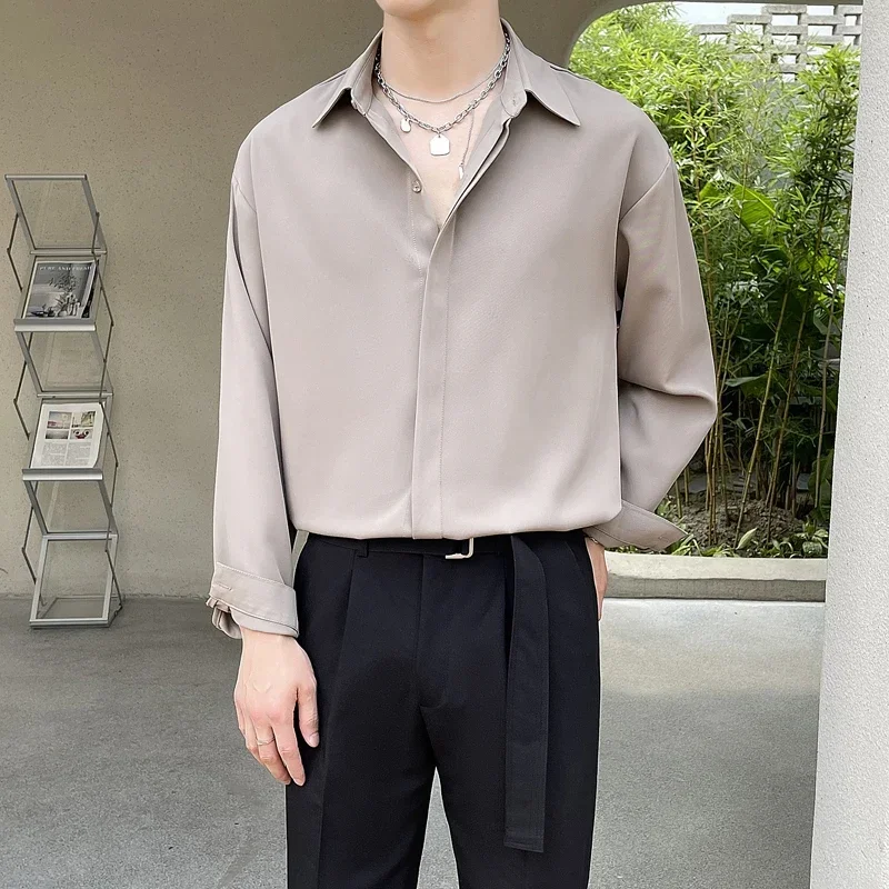 2023 New England Men's Shirt Advanced Luxury Silky Drape Shirt Long Sleeve Solid Color Hidden Button Loose Casual Inner Shirt
2023 New England Men's Shirt Advanced Luxury Silky Drape Shirt Long Sleeve Solid Color Hidden Button Loose Casual Inner Shirt